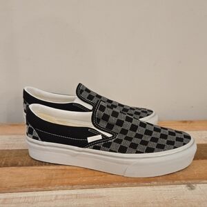 Vans Classic Slip-On Platform Checkerboard Shoe Unisex Women's 9.5 Men's 8 Black